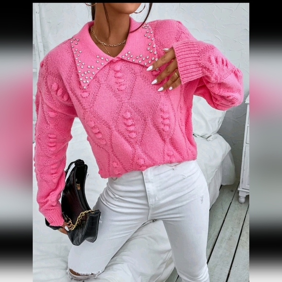 125- Best seller!! Cable knit sweater with peter pan collar - Picture 4 of 4